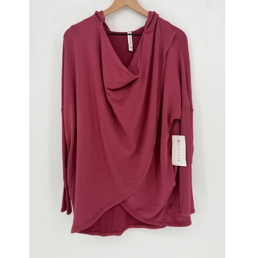 Athleta Purana Wrap Sweatshirt Women Size L Rose Hooded Nirvana Modal Blend